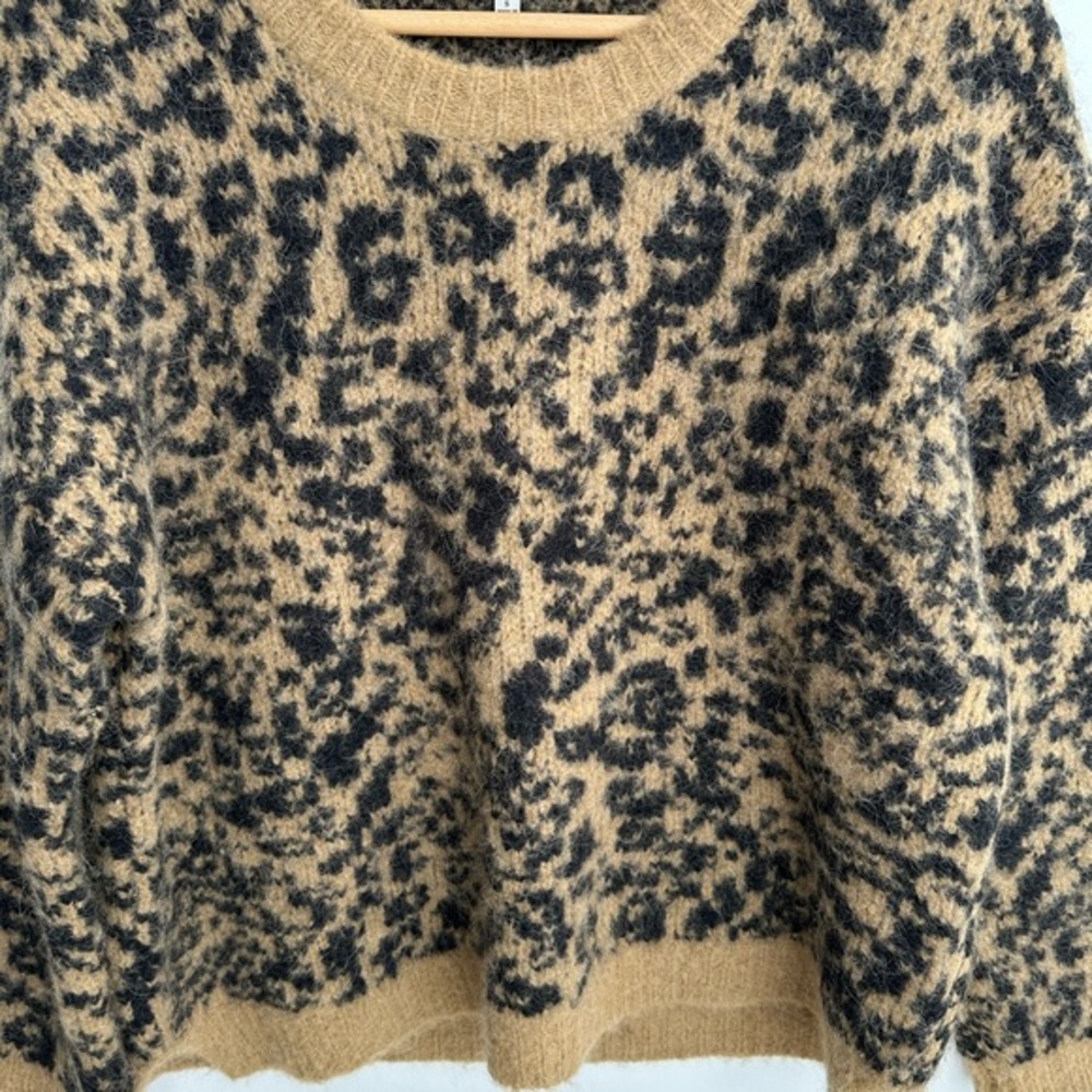 Madewell Alpaca Wool Leopard Crewneck Thick Cozy Sweater‎ Size Small - Picture 6 of 10